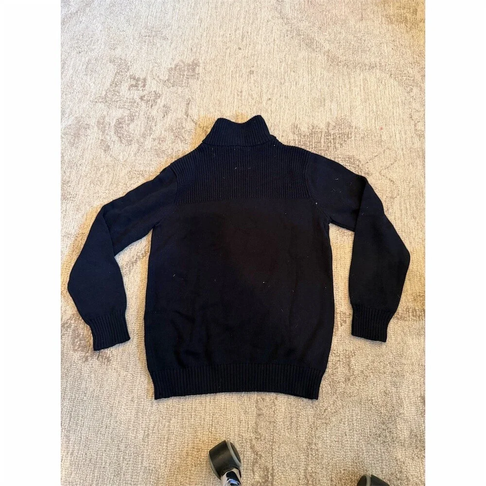 ZARA Boys Sweater Size 11-12 Years Navy Blue 1/4 Zip Mock Neck Knit